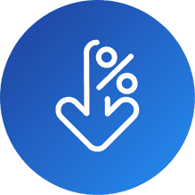 Ícone de seta com porcentagem — benefício: redução de 50% no IPI para máquinas e equipamentos destinados a P&D.