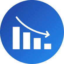 Ícone de gráfico em queda — depreciação acelerada integral de bens para inovação.