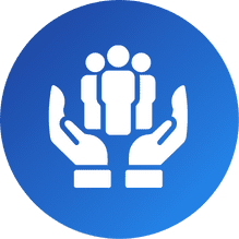Ícone de mãos segurando pessoas – recursos humanos para projetos de P,D&I